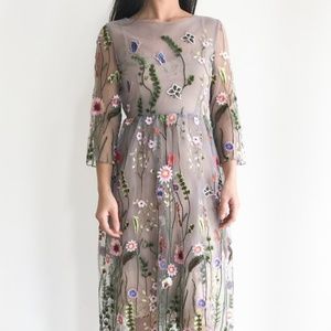 Unworn - tulle embroidered maxi dress